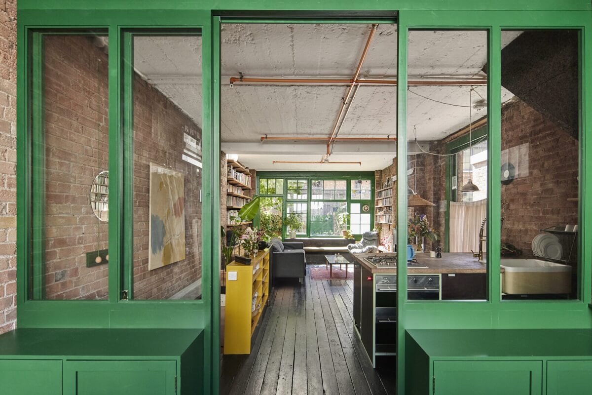 A Unique Home in a Former Furniture Workshop 9 atelier-deep-brunswick-green-living-space-nordroom