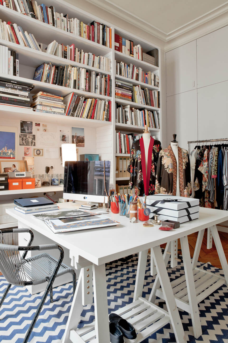 Double Desk IKEA Hacks That Will Boost Your Productivity 7 back-to-back-ikea-desk-trestle-leg-craft-room-nordroom