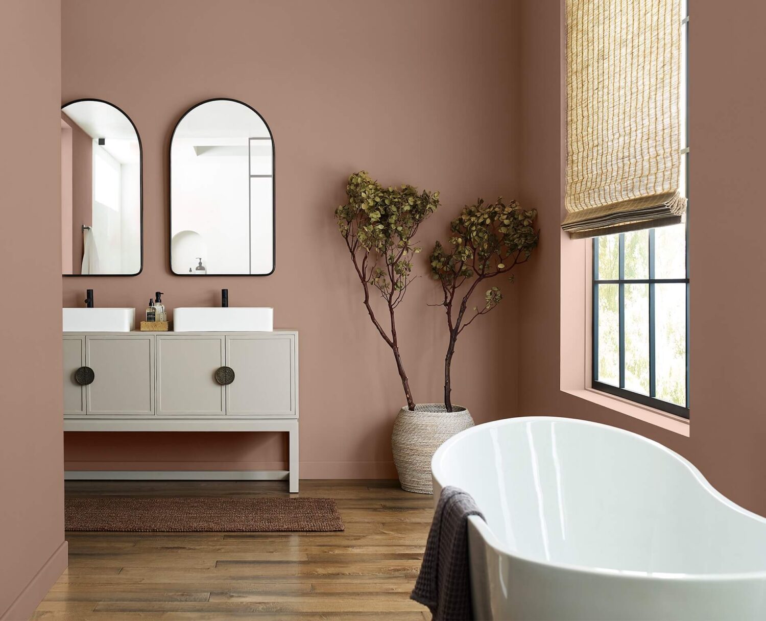 89 Pink Bathroom Ideas: From Hot Pink Walls to Blush Tiles 90 bathroom-nexus-color-palette-sherwin-williams-nordroom