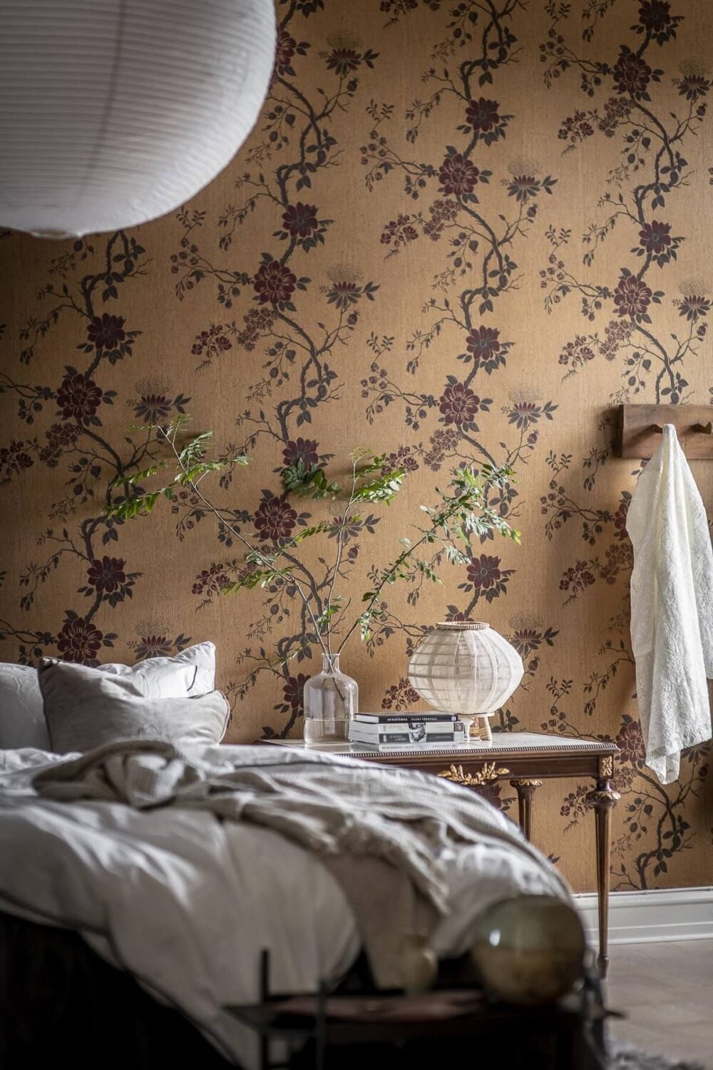 Magical Light in a Stylish Scandinavian Apartment 17 bedroom-floral-wallpaper-nordroom