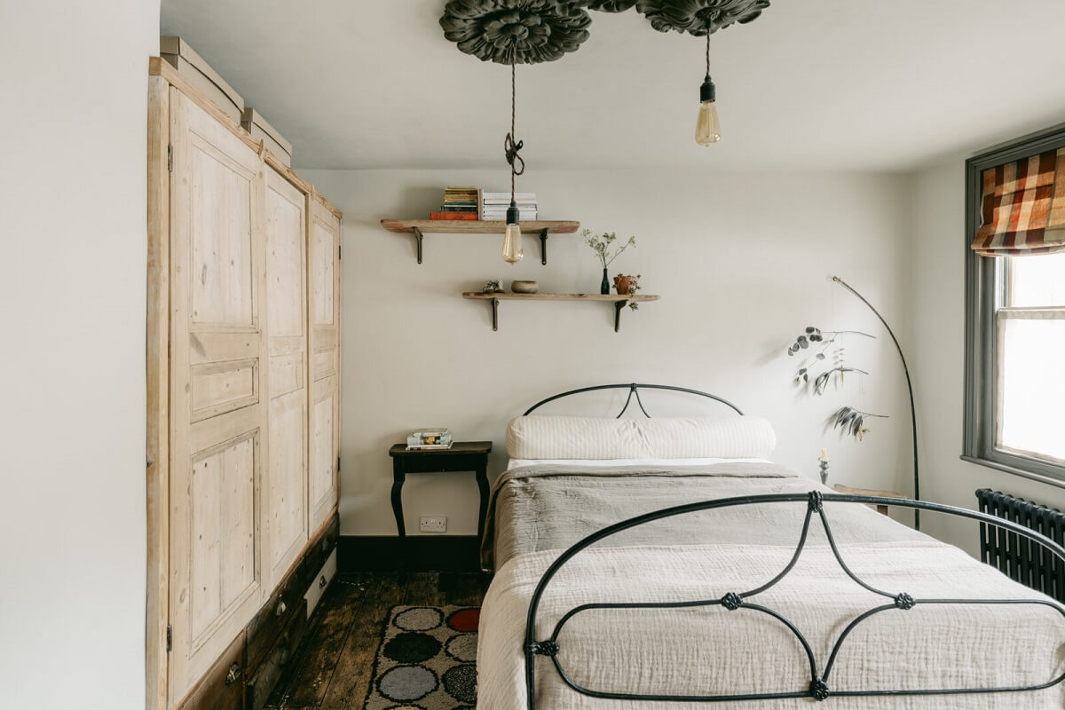 Original Features in a Regency Cottage in London 14 bedroom-stripped-wooden-wardrobes-nordroom