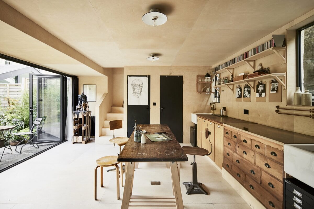 A Spectacular Victorian Villa with Contemporary Extension in Bath 23 coach-house-matt-varnished-plywood-studio-nordroom