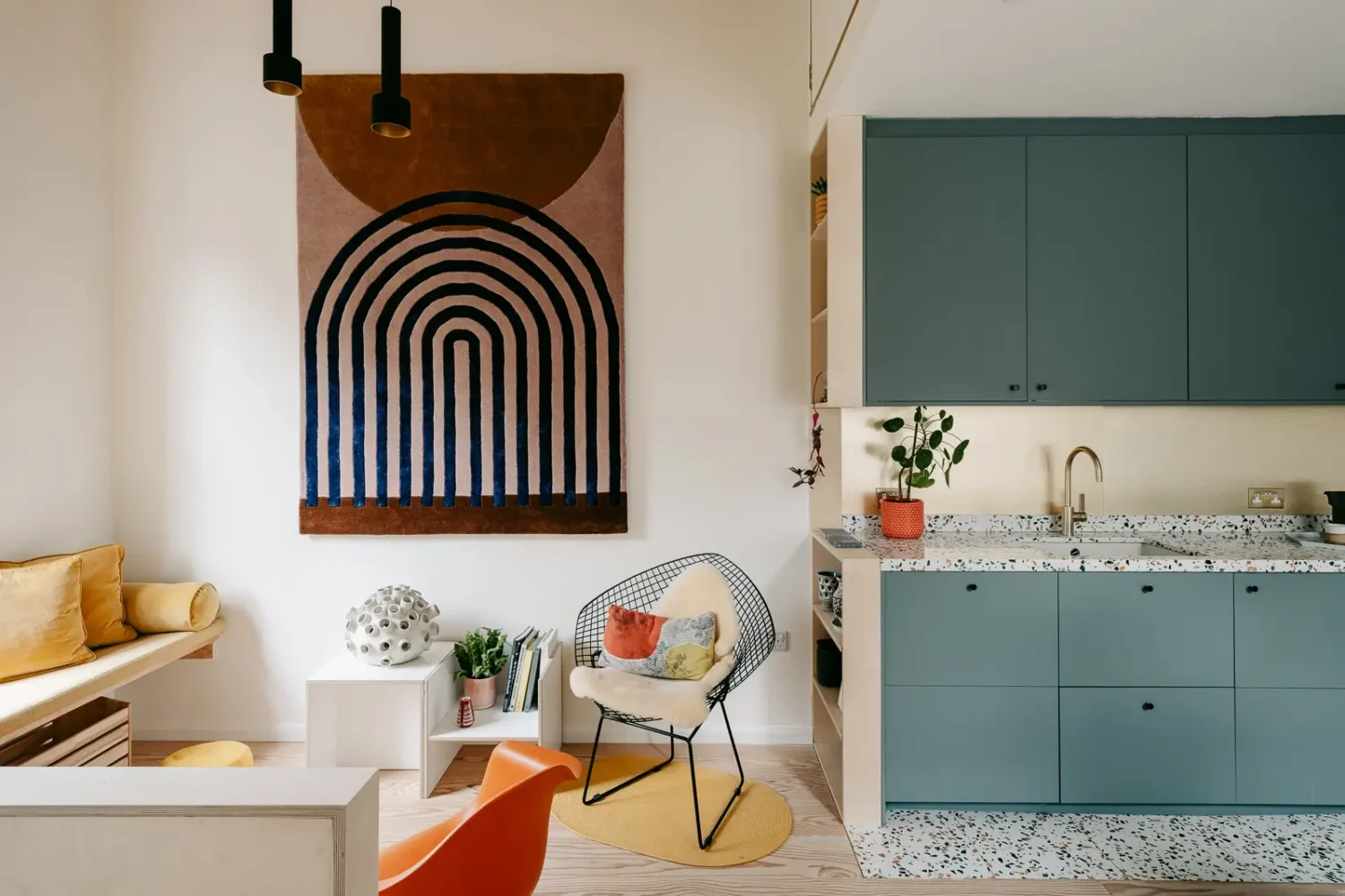 A London Home with Modern Extension and Color Accents 3 contemporary-extension-edwardian-home-green-kitchen-window-seat-nordroom