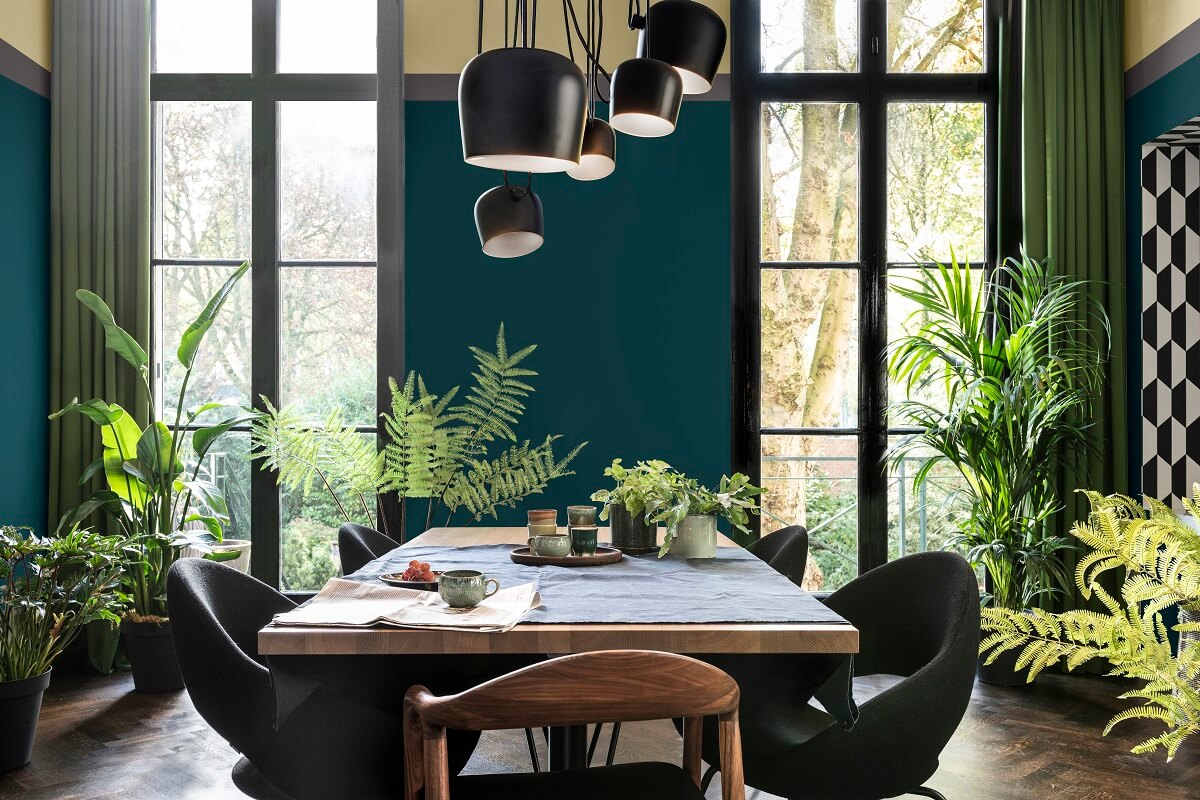 Two-Tone Walls Ideas: Create A Color Blocking Accent Wall 30 dulux-color-trends-2023-lush-color-palette-nordroom