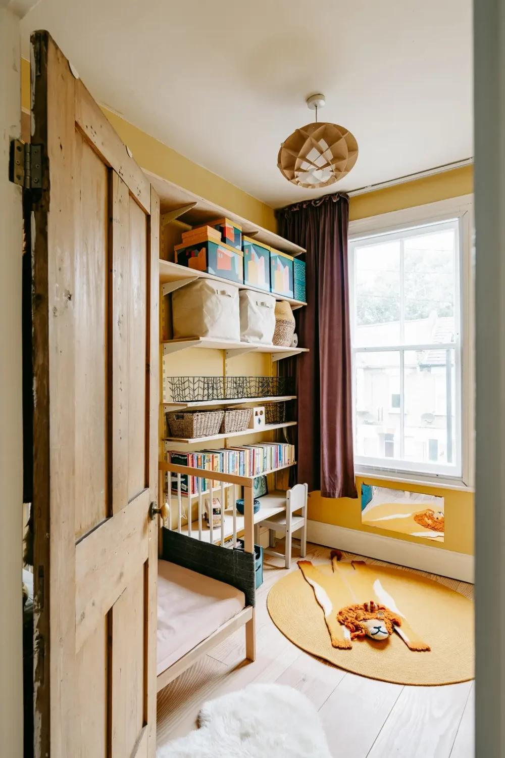 A London Home with Modern Extension and Color Accents 13 kids-bedroom-farrow-ball-yellow-groud-walls-nordroom