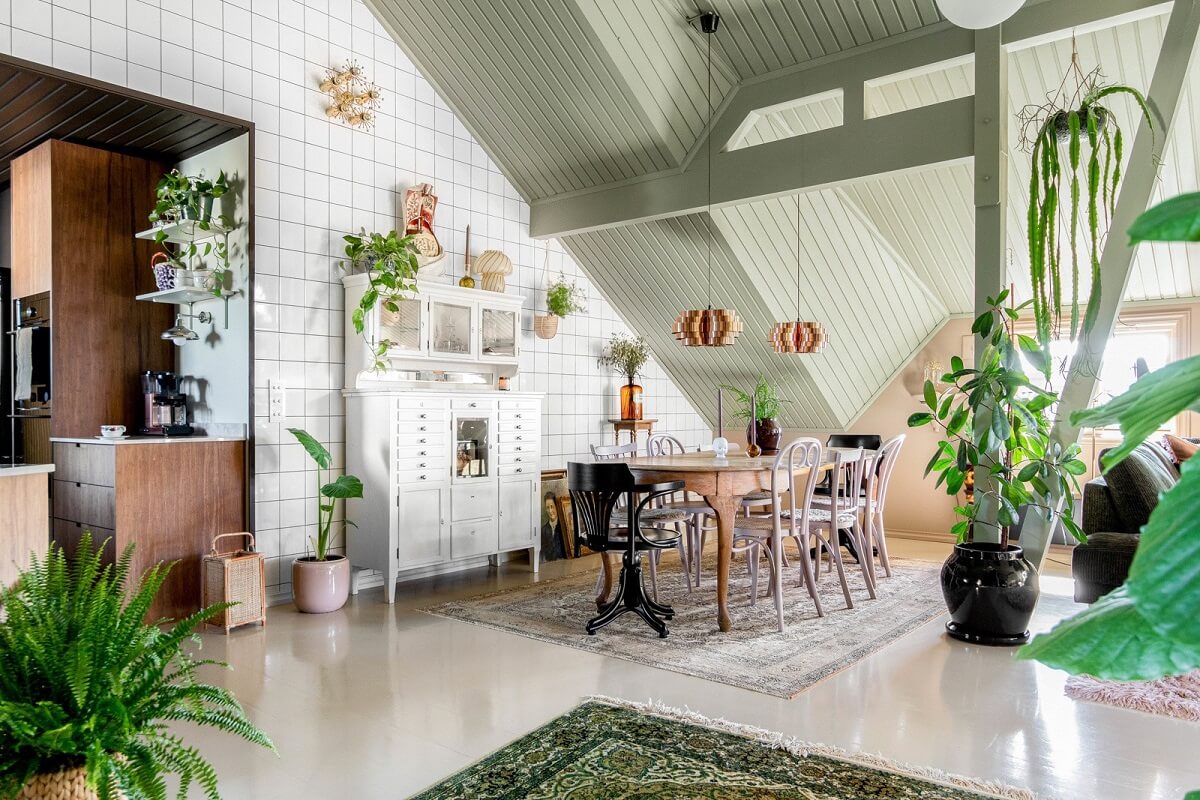 A Charming Attic Apartment Decorated with Color 9 loft-style-dining-space-attic-apartment-nordroom