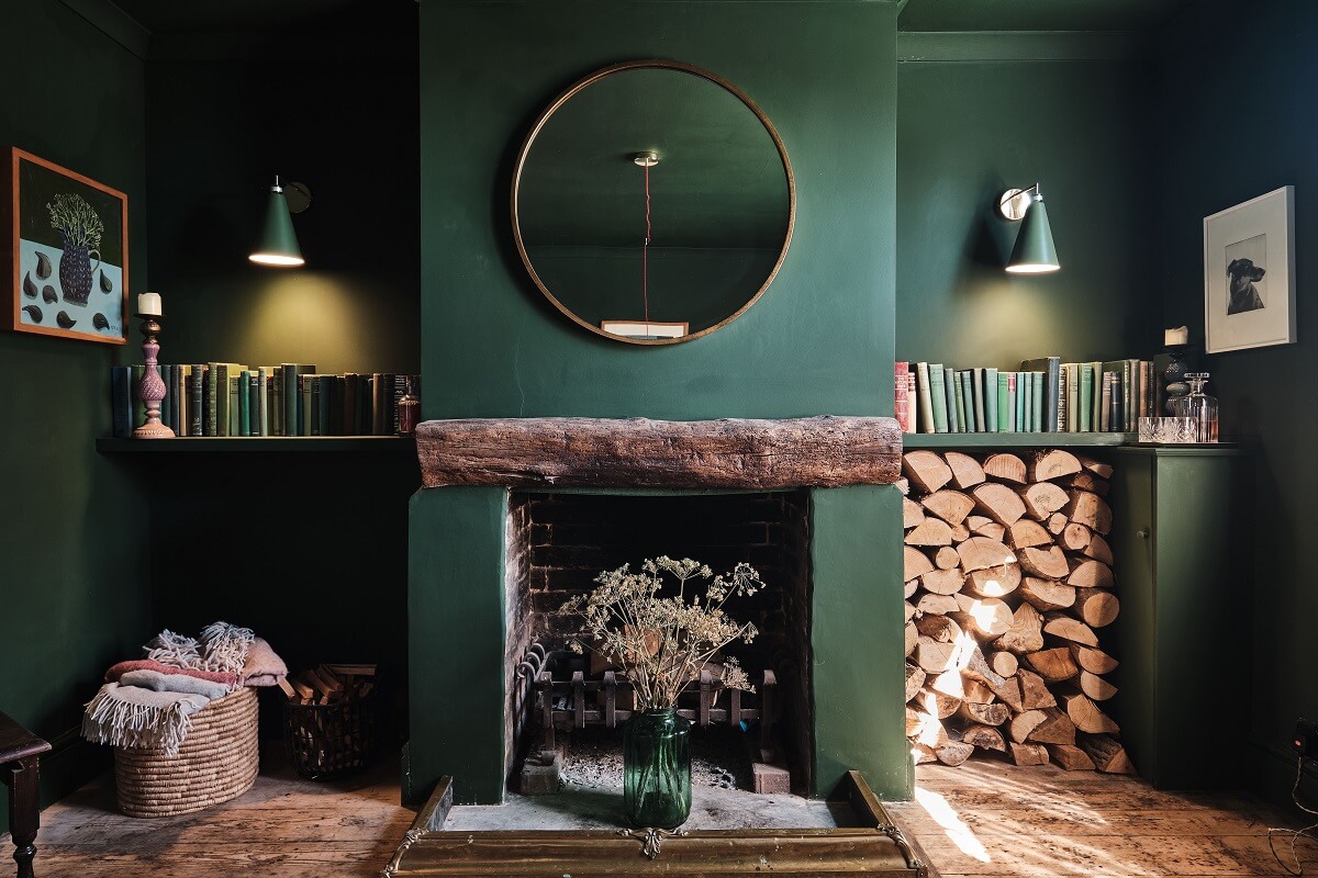 Bold Colors in a Charming English Cottage 4 moody-dark-green-sitting-room-english-cottage-nordroom