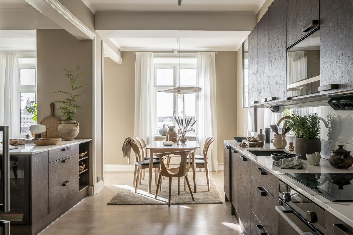Magical Light in a Stylish Scandinavian Apartment 11 open-plan-kitchen-dining-room-scandinavian-apartment-nordroom