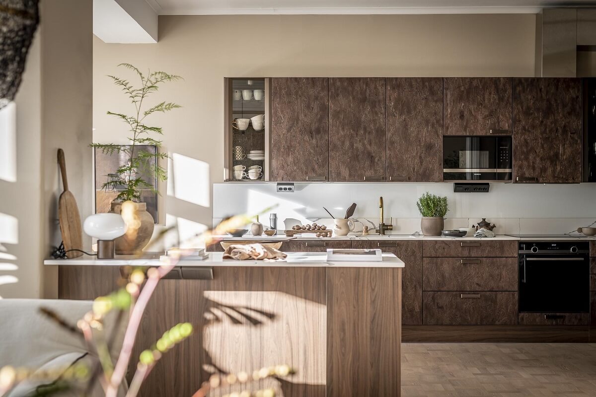 Magical Light in a Stylish Scandinavian Apartment 9 wood-kitchen-cabients-open-plan-living-kitchen-nordorom