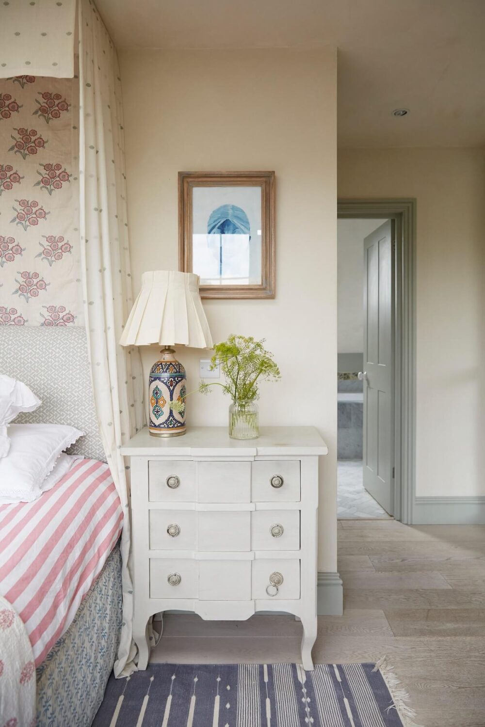 A Colorful Eclectic House Designed by Alice Palmer 17 antique-white-nightstand-alice-palmer-edwardian-house-nordroom