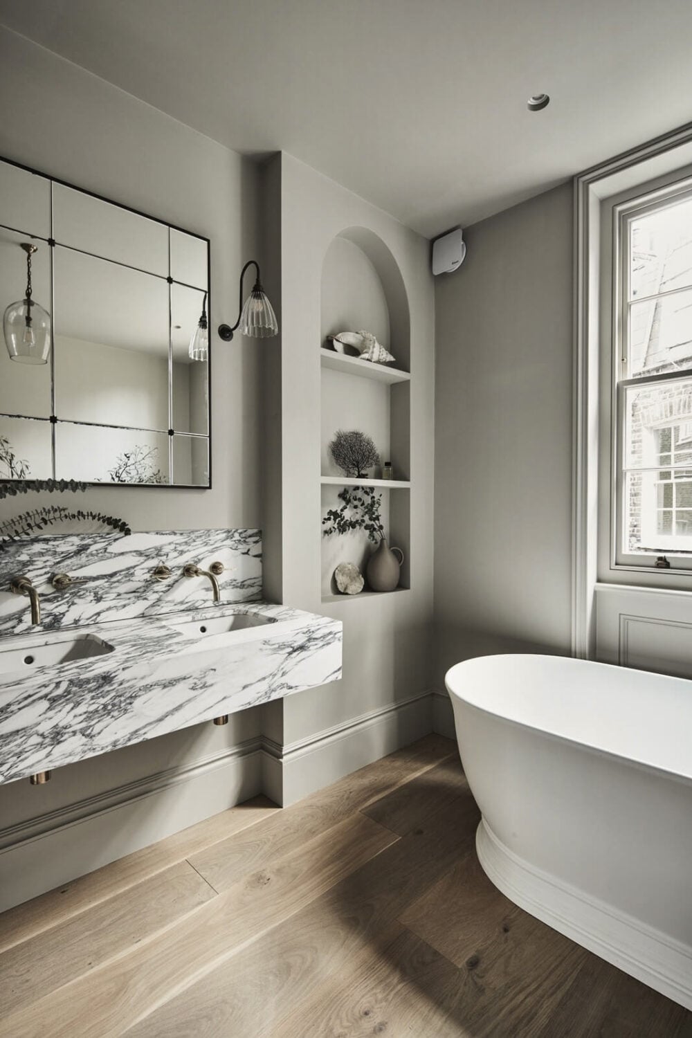 A Stylish Regency Townhouse in London 19 bathroom-freestanding-bath-marble-sink-nordroom