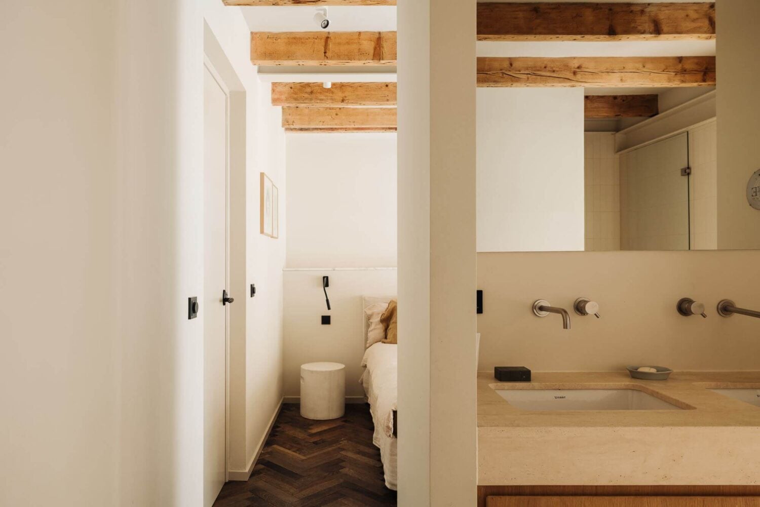 A Modern Family Loft in a Former School Building 19 bedroom-en-suite-bathroom-wooden-beams-nordroom