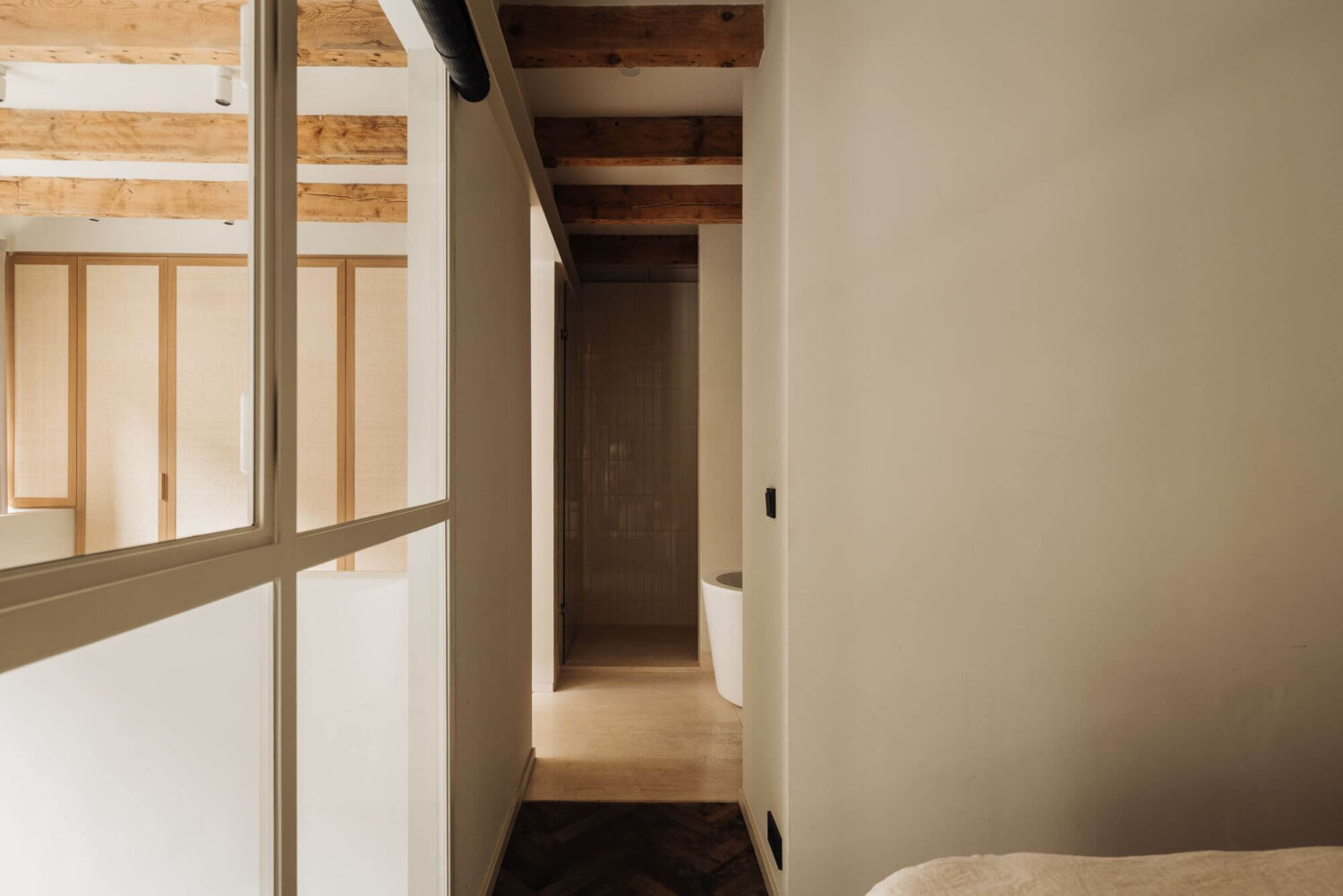 A Modern Family Loft in a Former School Building 17 bedroom-ensuite-pocket-door-loft-nordroom