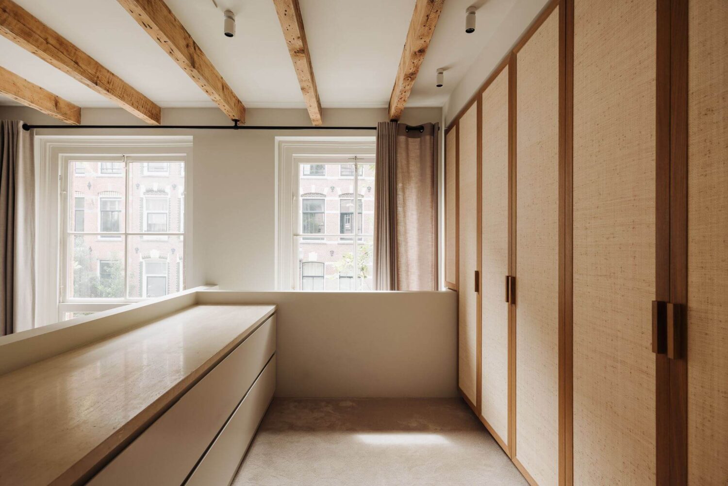 A Modern Family Loft in a Former School Building 15 built-in-wardrobes-loft-apartment-amsterdam-exposed-beams-nordroom