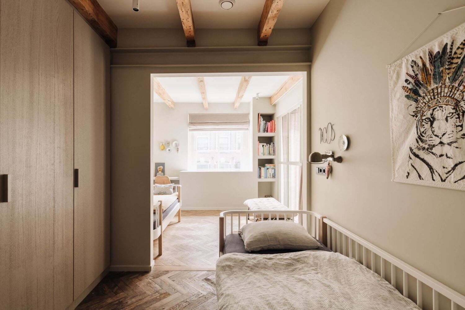 A Modern Family Loft in a Former School Building 23 double-kids-bedroom-built-in-wardrobes-loft-amsterdam-nordroom