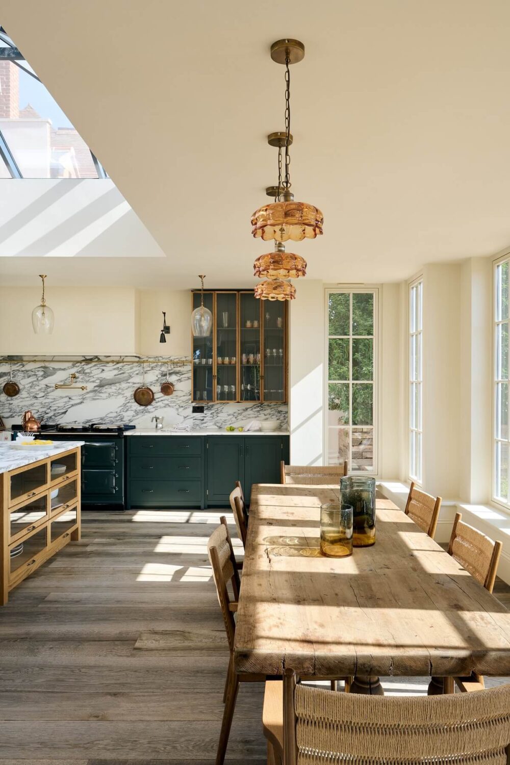 A Spacious Country Kitchen with Huge Skylight 3 farmhouse-dining-table-shaker-kitchen-devol-nordroom