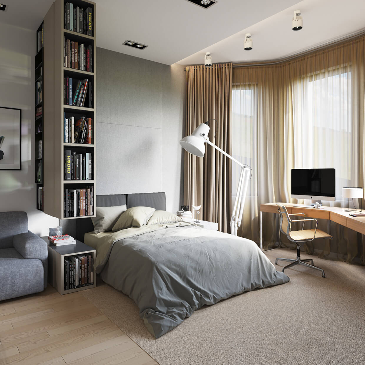 Great Living Room Bedroom Combo Ideas (Layout Tips + Styling) 40 floating-storage-unit-room-divider-nordroom
