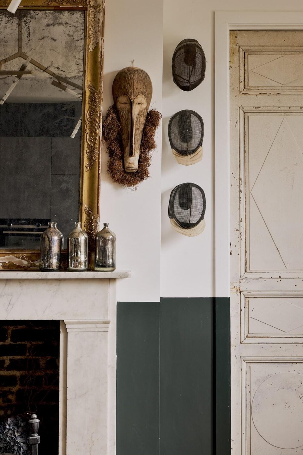 A Beautiful London Apartment in an Italianate Style Villa 8 half-painted-gray-white-walls-fireplace-london-apartment-nordroom