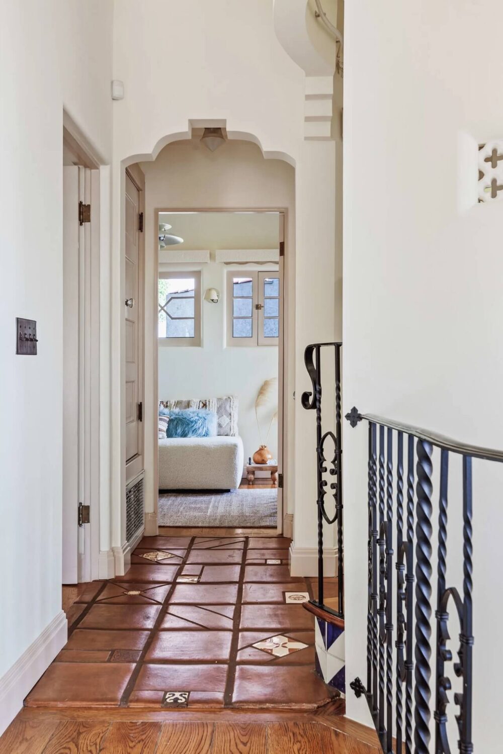 A Bright Spanish-Style Villa in Los Angeles 24 hallway-terracotta-floor-tiles-spanish-style-villa-nordroom