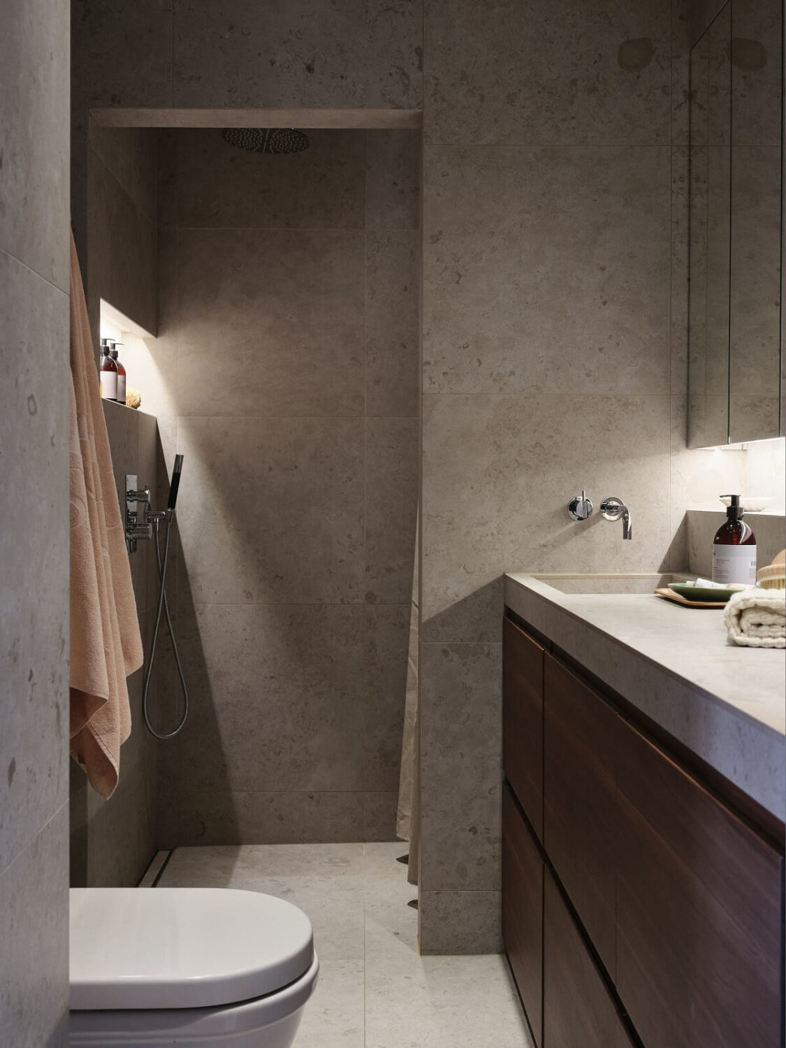 A Stylish Nordic Apartment with Attic Bedroom 17 hotel-style-bathroom-nordroom