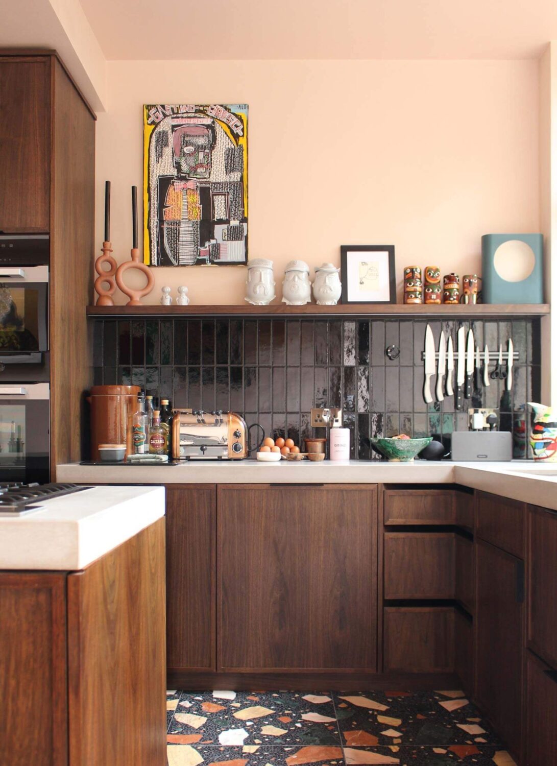 31 Practical Kitchen Flooring Ideas For Your Home 14 kitchen-terrazzo-floor-tiles-walnut-cabinets-nordroom