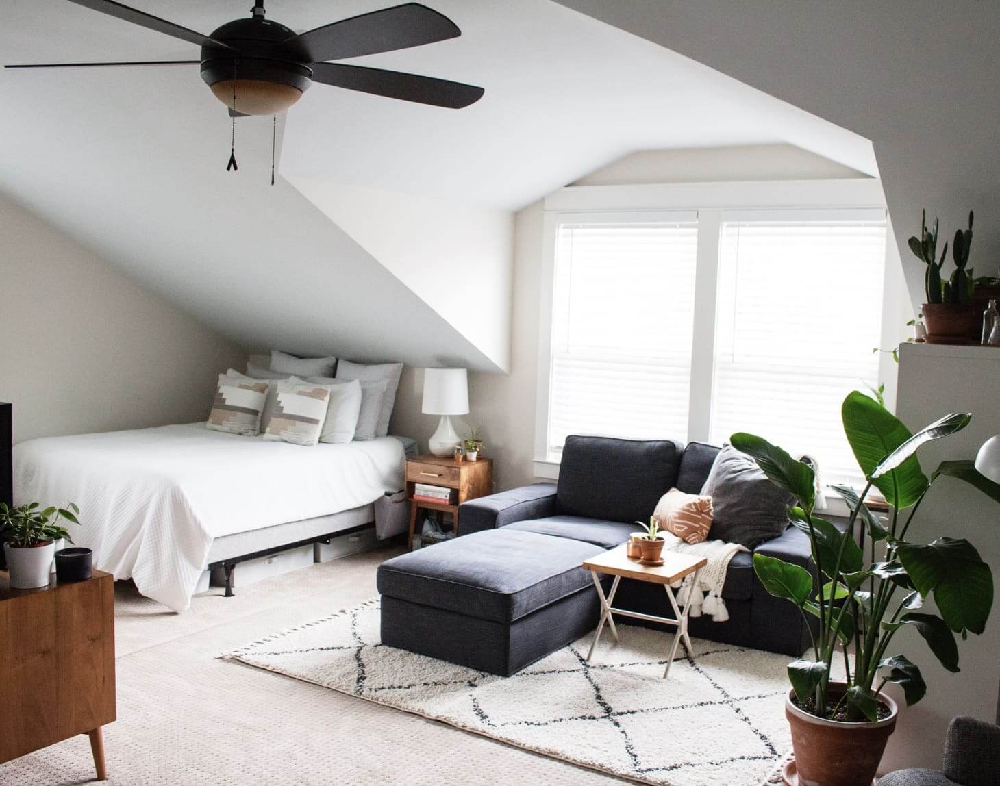 Great Living Room Bedroom Combo Ideas (Layout Tips + Styling) 18 living-room-bedroom-combos-dormer-window-nordroom