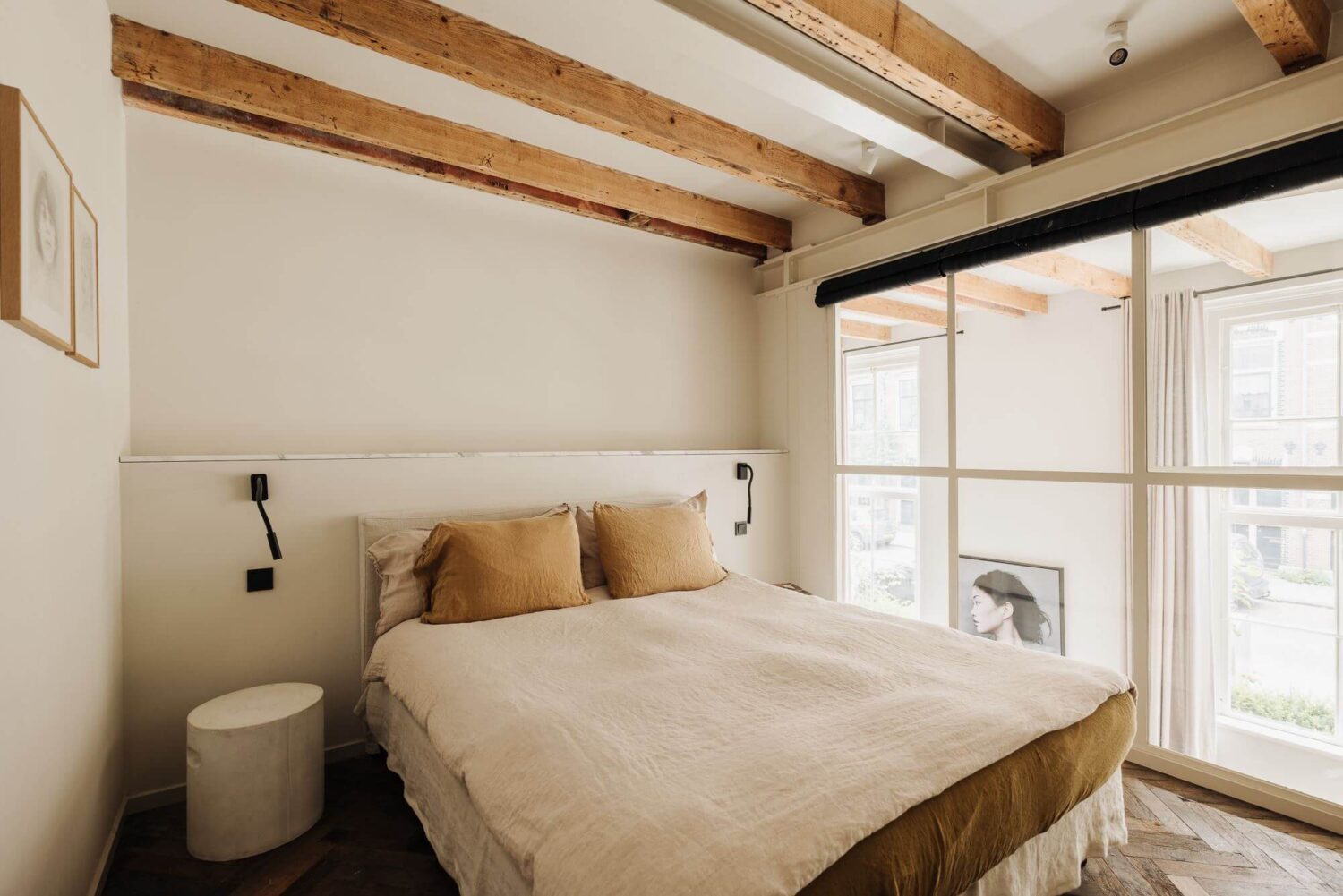 A Modern Family Loft in a Former School Building 16 loft-bedroom-exposed-wooden-beams-indoor-windows-nordroom