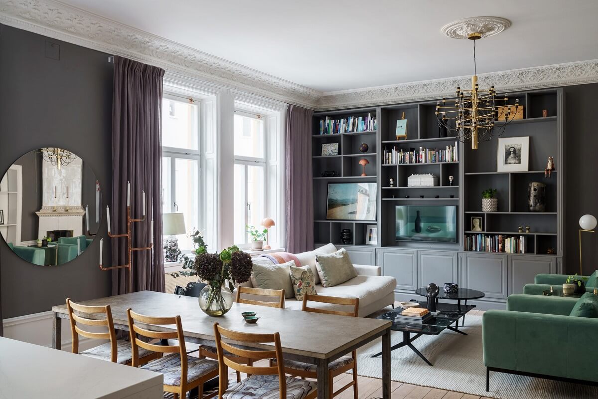 A Classic Nordic Apartment Decorated with Modern Furnishings and Color 7 open-plan-living-space-nordic-design-nordroom