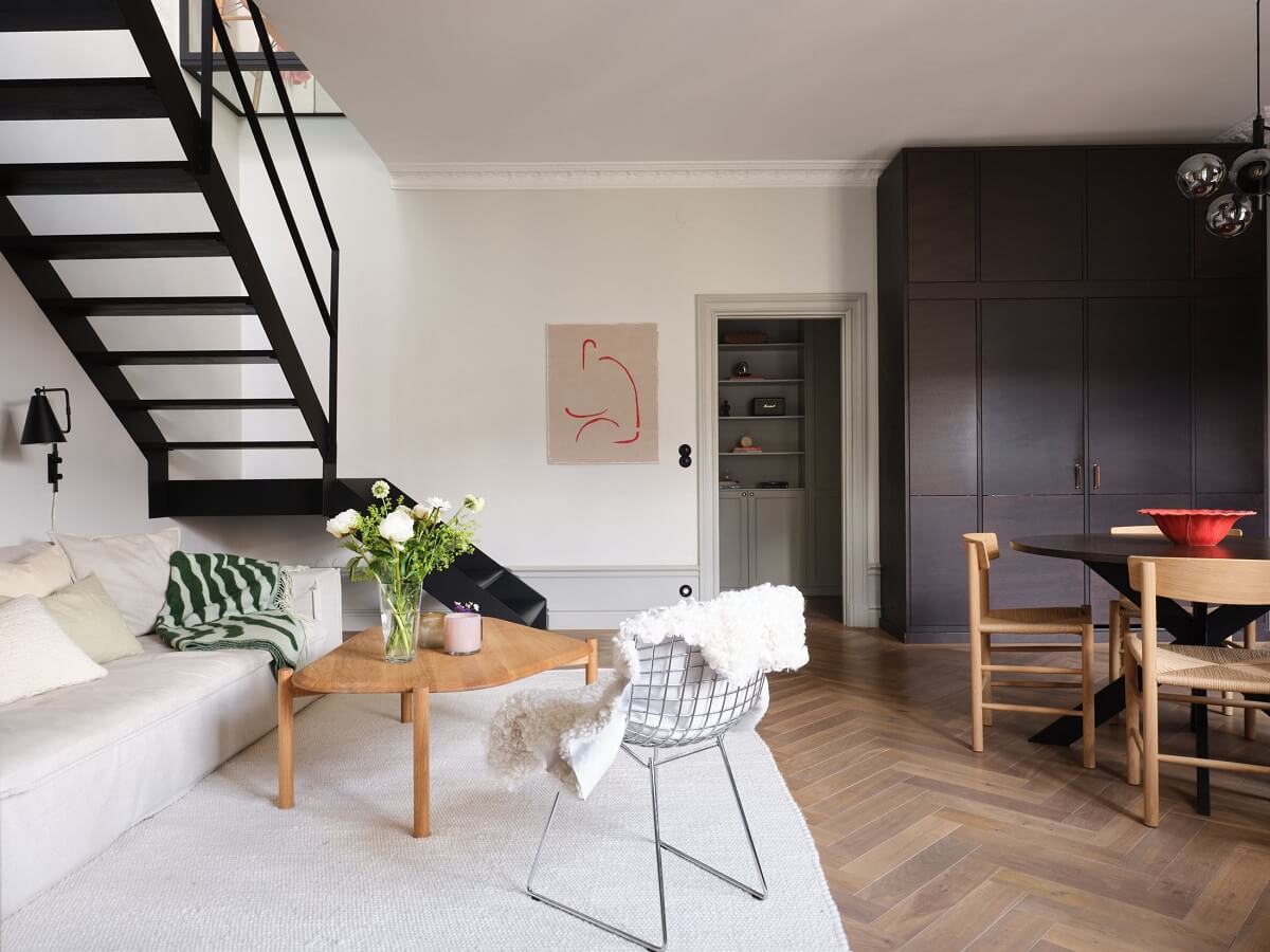 A Stylish Nordic Apartment with Attic Bedroom 6 seating-area-open-plan-living-space-light-colors-nordroom