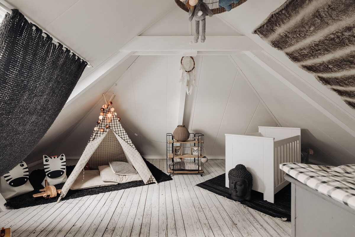 A Unique Black and White Home in a Former School Building 37 attic-kids-bedroom-nordroom