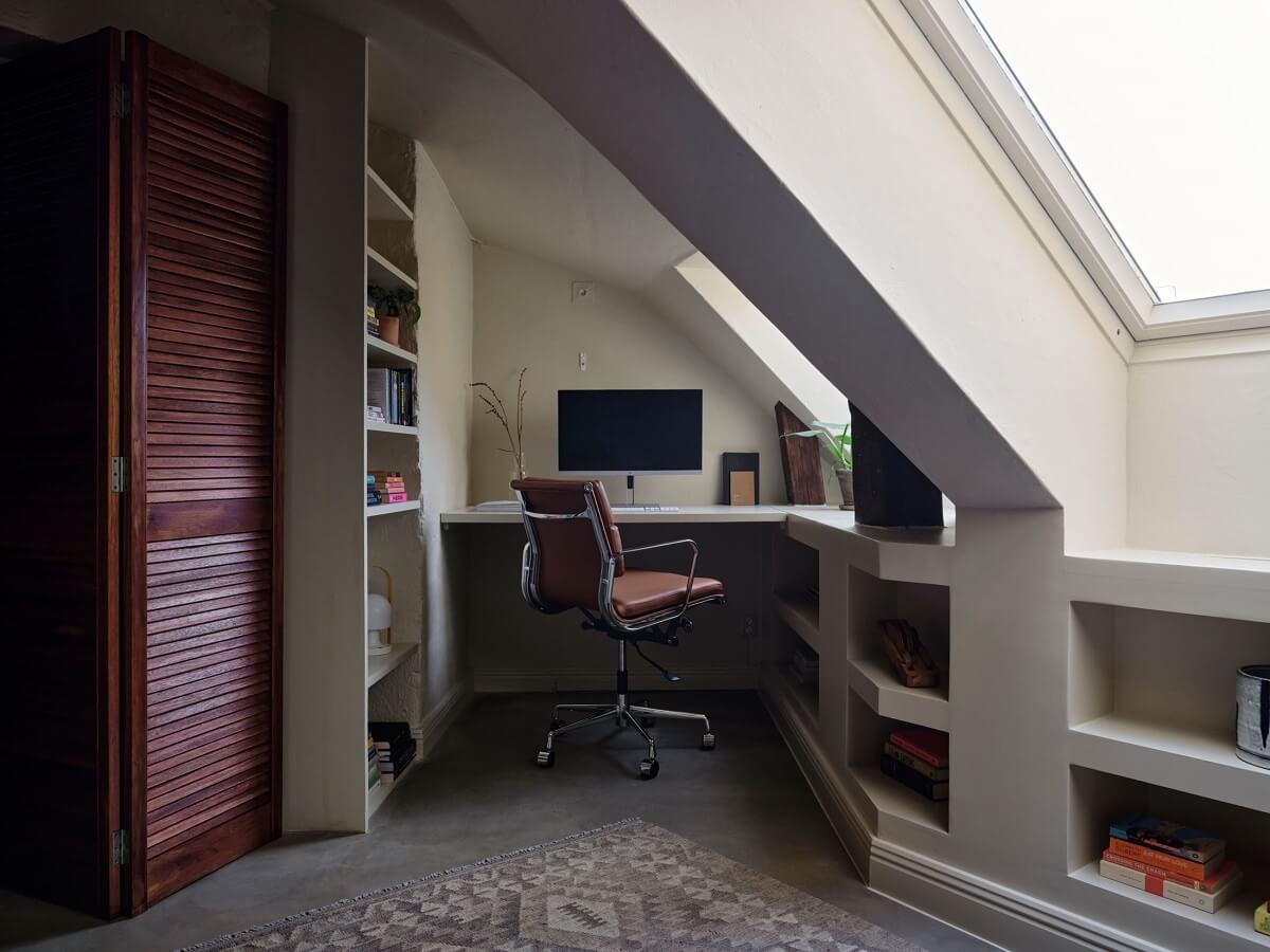 A Nordic Maisonette That Makes The Most Of Its Awkward Nooks 14 attic-room-home-office-skylight-nordroom