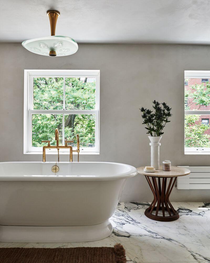 A Classic West Village Townhouse with Garden 8 bathroom-freestanding-bath-marble-floor-townhouse-west-village-nordroom