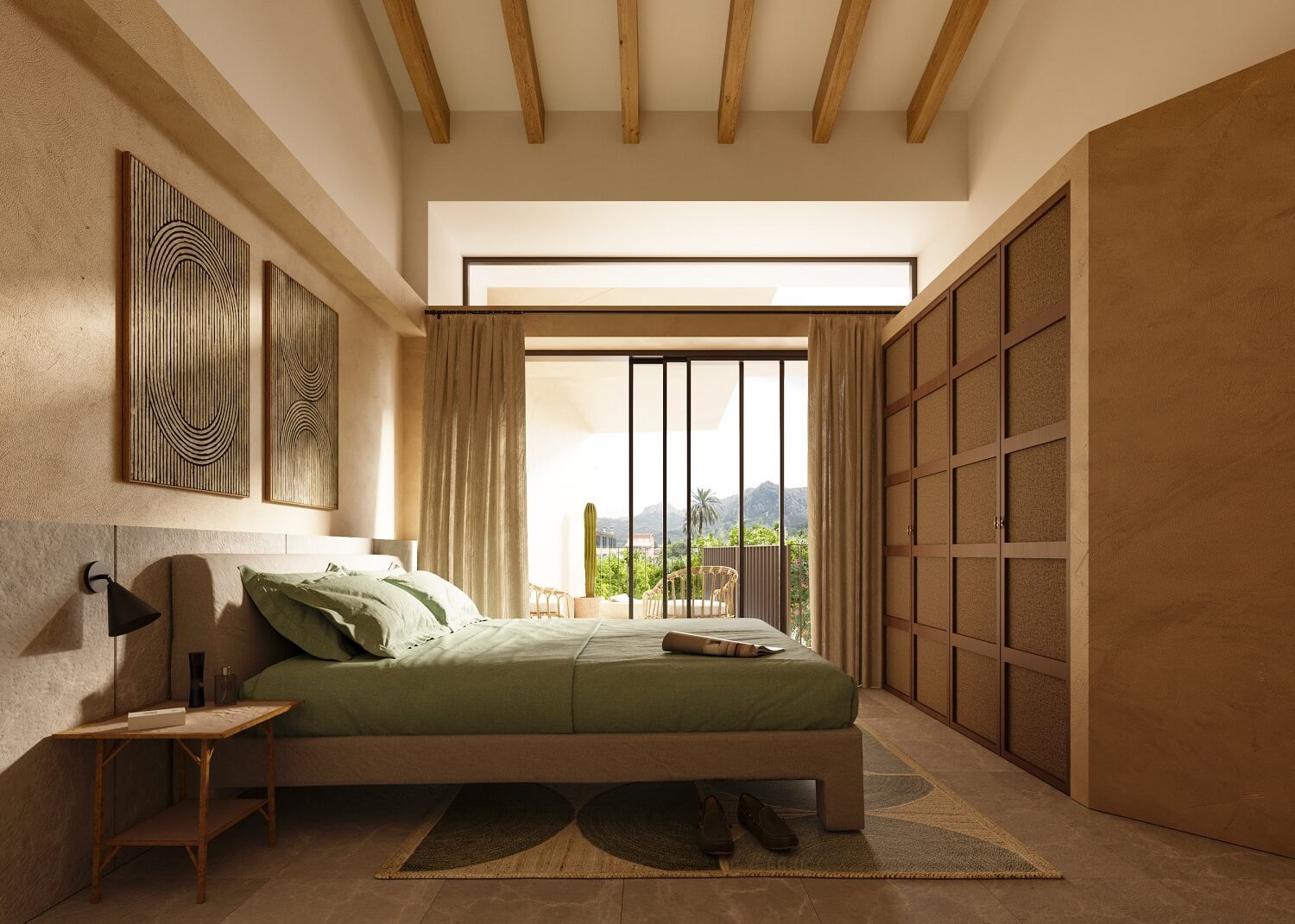 Casa Cerol: A Luxurious Townhouse on Mallorca 5 bedroom-exposed-wooden-beams-built-in-wardrobes-nordroom