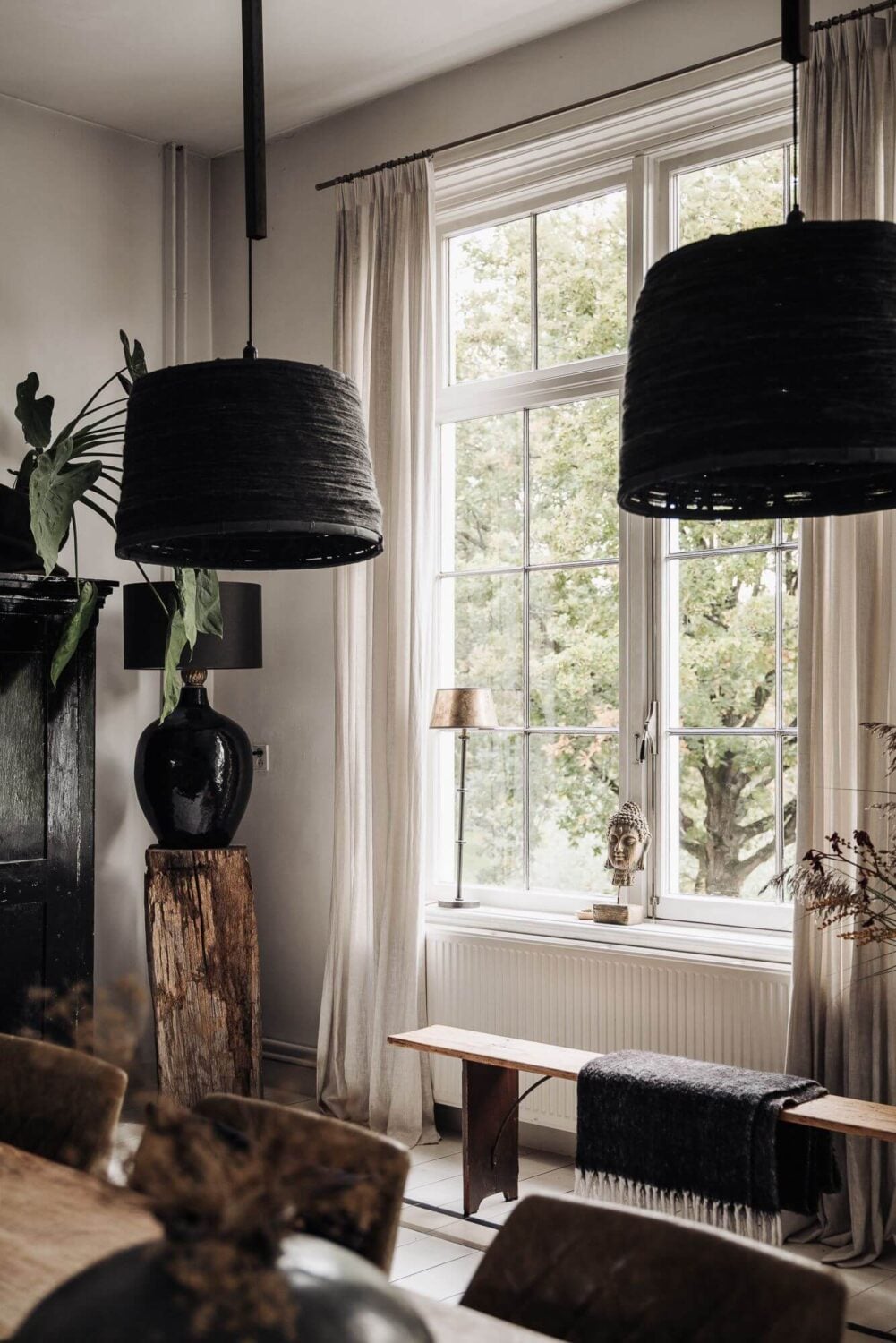 A Unique Black and White Home in a Former School Building 31 dining-room-black-white-townhouse-nordroom