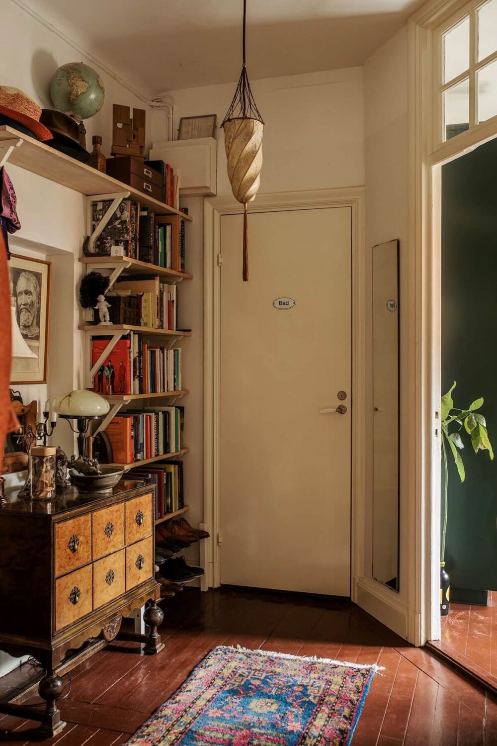 A Colored Sixth Wall May Be The Biggest Paint Trend in 2026 5 hallway-brown-painted-floorboards-shelves-nordroom