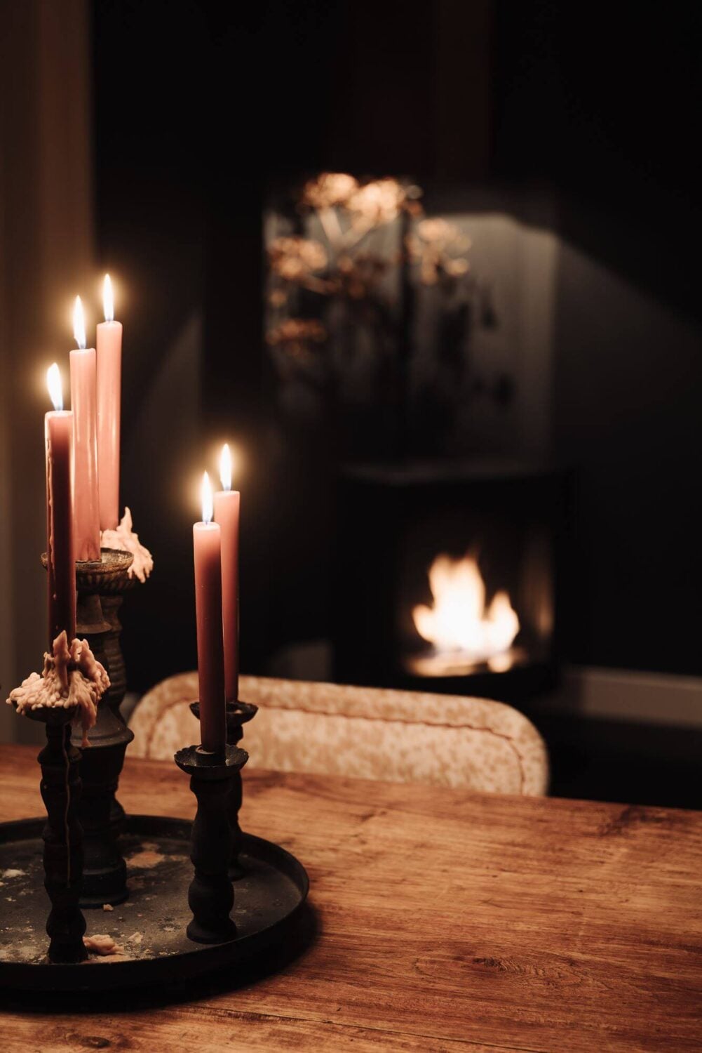 A Unique Black and White Home in a Former School Building 15 hygge-dining-table-candles-townhouse-netherlands-nordroom