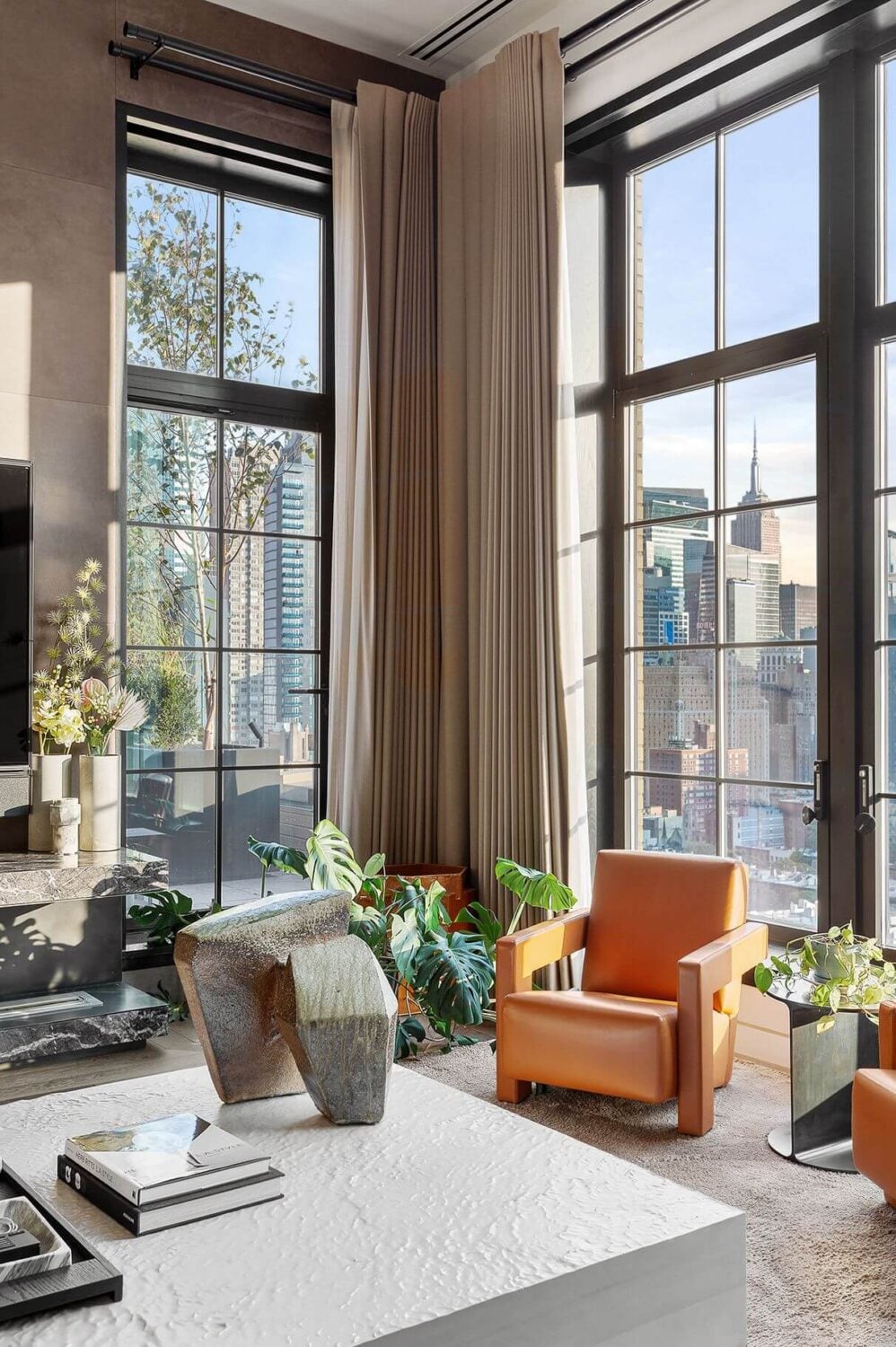 Trevor Noah Sells His Manhattan Penthouse with Roof Terrace 3 living-room-floor-to-ceiling-windows-manhattan-penthouse-trevor-noah-nordroom