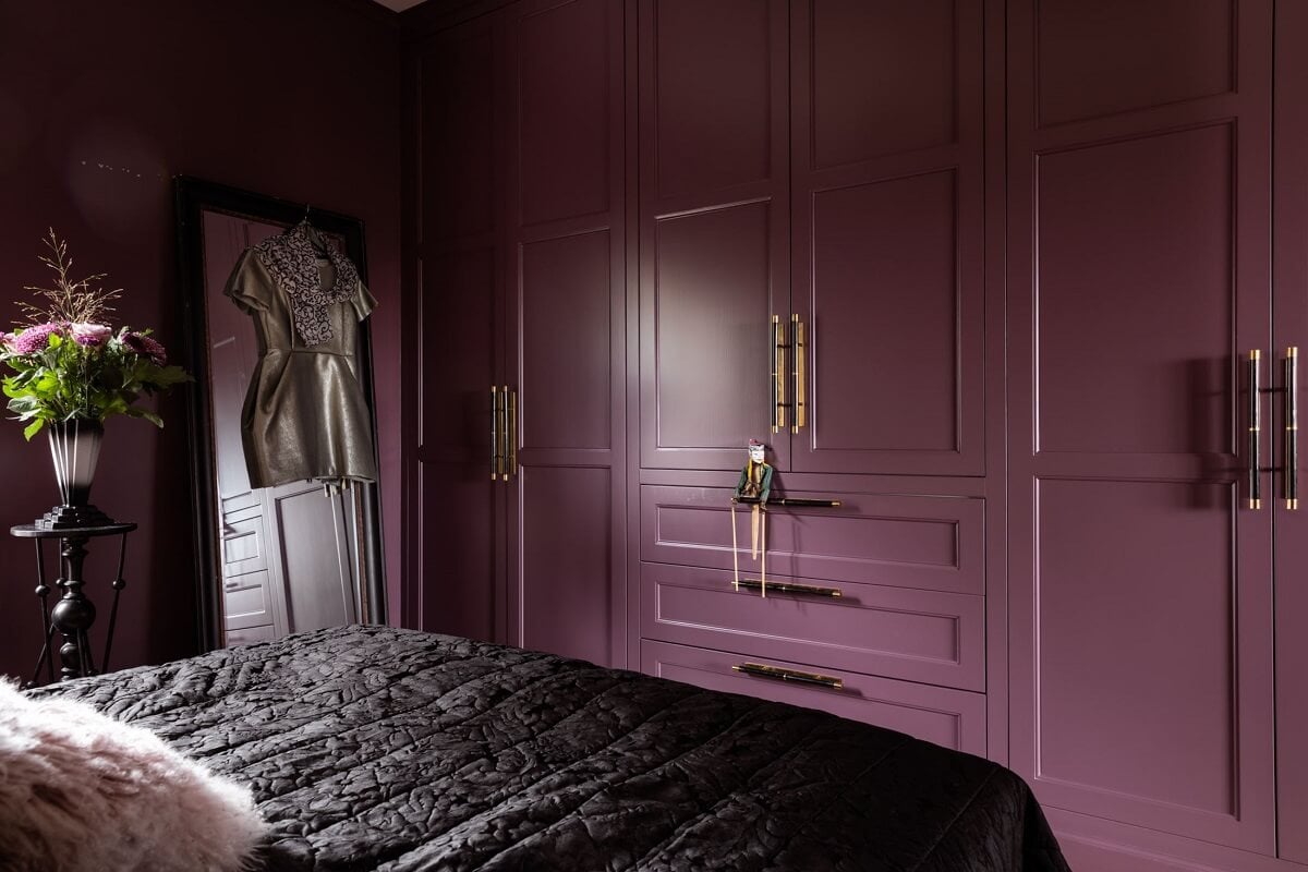 A Scandinavian Home with Purple Color Accents 22 master-bedroom-built-in-wardrobes-purple-nordroom
