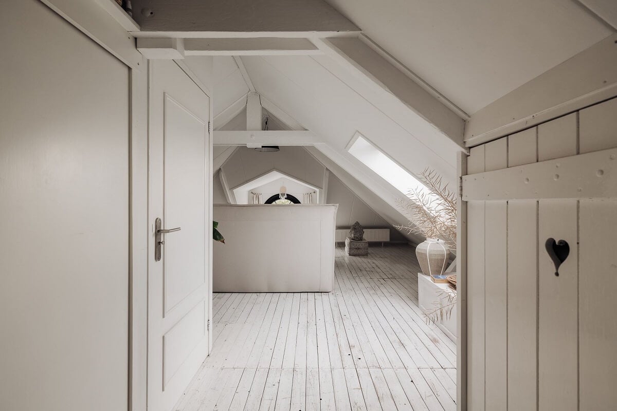 A Unique Black and White Home in a Former School Building 35 white-attic-bedroom-townhouse-nordroom