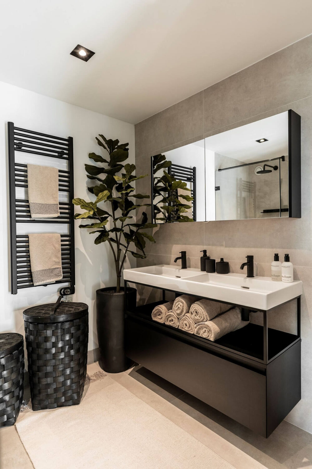 A Stylish Monochrome Penthouse in a Former Prison Building 22 bathroom-black-fittings-penthouse-netherlands-nordroom