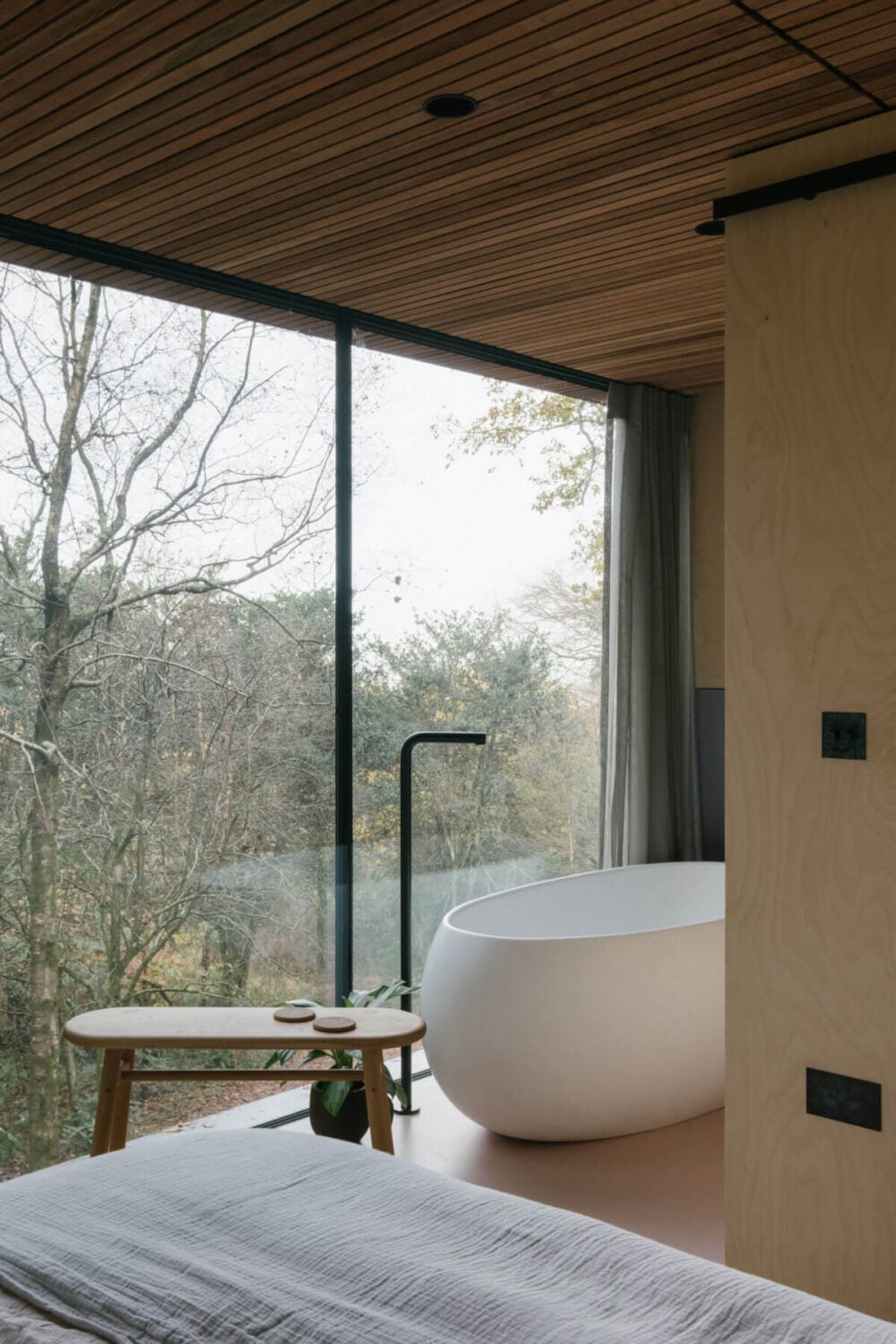 A Modern Woodland Lodge with A Scandi Interior 13 bedroom-en-suite-freestanding-bath-floor-to-ceiling-windows-nodroom