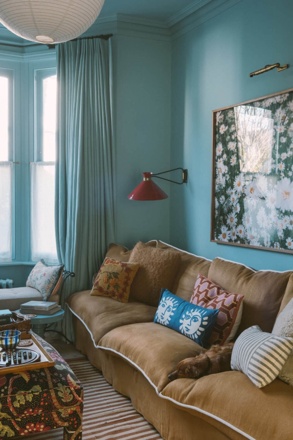 A Victorian House in London with a Blue Sitting Room 2 blue-sitting-room-comfy-sofa-bay-window-nordroom