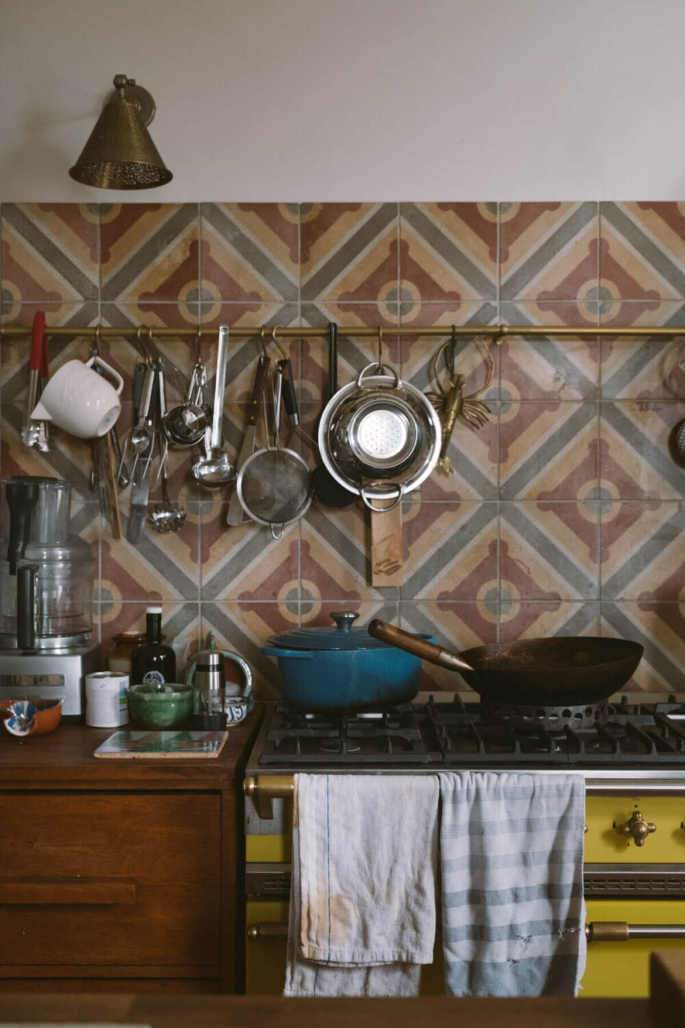 A Colorful Vintage Eclectic Home in England 12 colorful-kitchen-backsplash-reclaimed-materials-nordroom