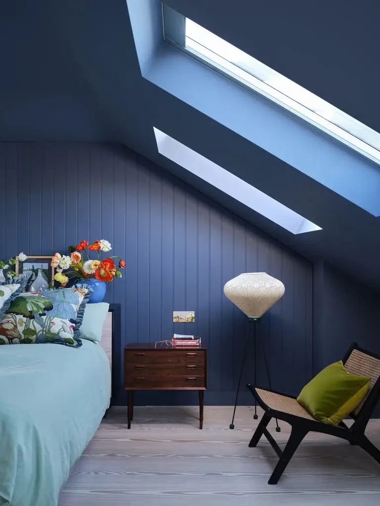Farrow & Ball Add 11 New Colors to their Collection - 2023 29 farrow-and-ball-new-colors-wine-dark-bedroom-slanted-ceiling-nordroom