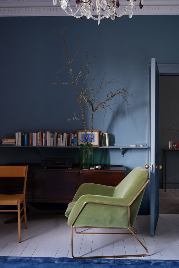 Farrow & Ball Add 11 New Colors to their Collection - 2023 24 farrow-ball-new-color-selvedge-living-room-blue-nordroom