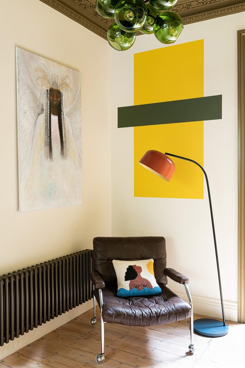 Color Blocked Walls in a Unique Victorian House 5 green-yellow-color-block-walls-reading-nook-nordroom