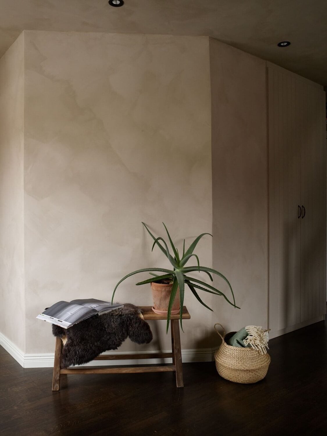 A Swedish Maisonette with a Charming Kitchen 11 hallway-chalkpaint-walls-jotun-sand-built-in-cabinets-nordroom