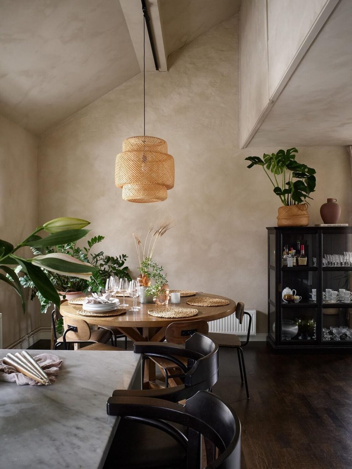 A Swedish Maisonette with a Charming Kitchen 5 high-slanted-ceiling-dining-area-kitchen-nordroom