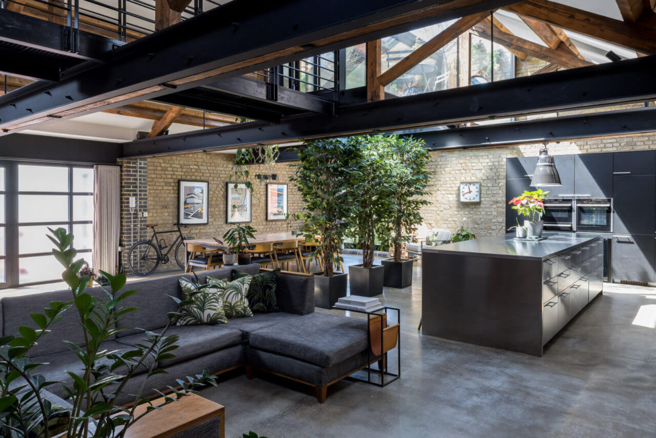 Best of 2022: Loft Apartments 14 industrial-loft-exposed-beams-stainless-steel-kitchen-nordorom