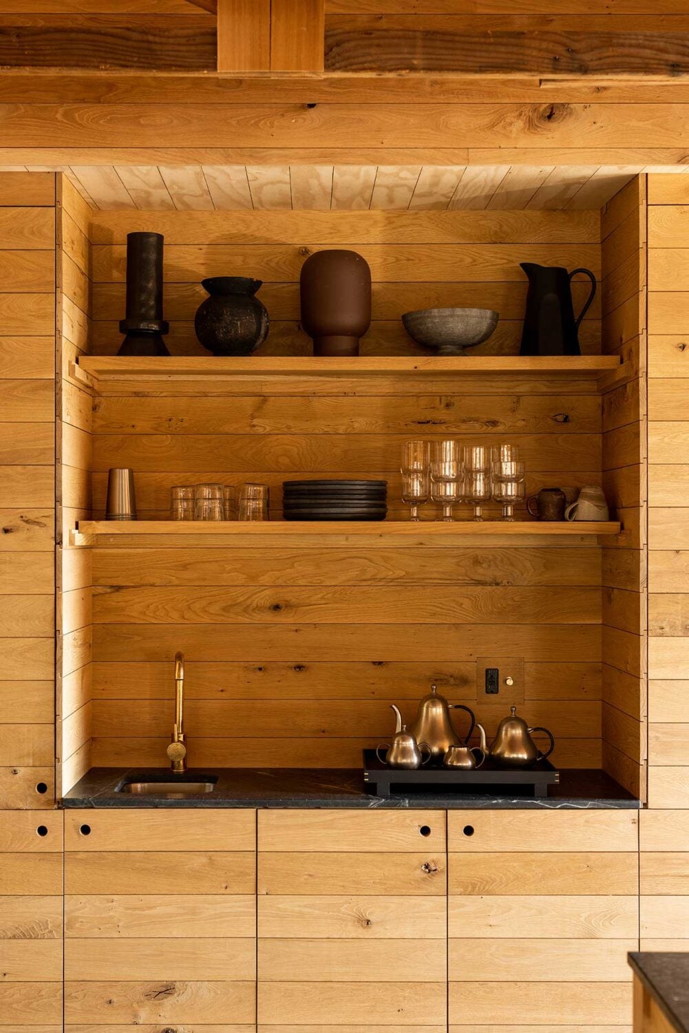 The Warm Mountaintop Home of Actor Hayden Christensen 6 kitchen-shelves-wooden-home-hayden-christensen-nordorom